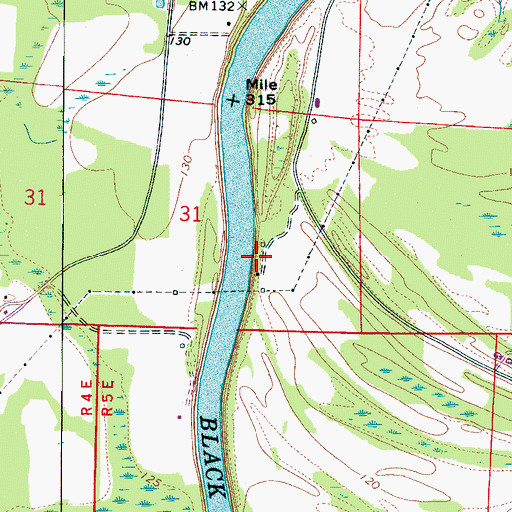 Topographic Map of Woolseys Bluff Landing (historical), AL