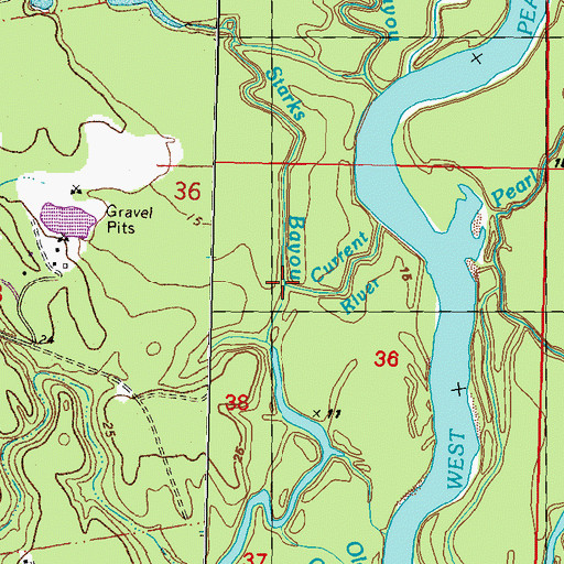 Topographic Map of Starks Bayou, LA