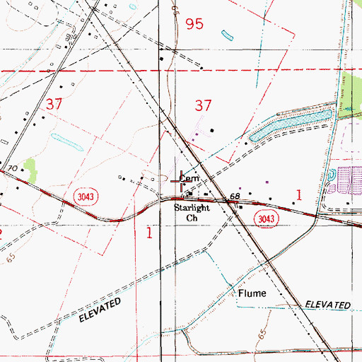 Topographic Map of Starlight Church, LA