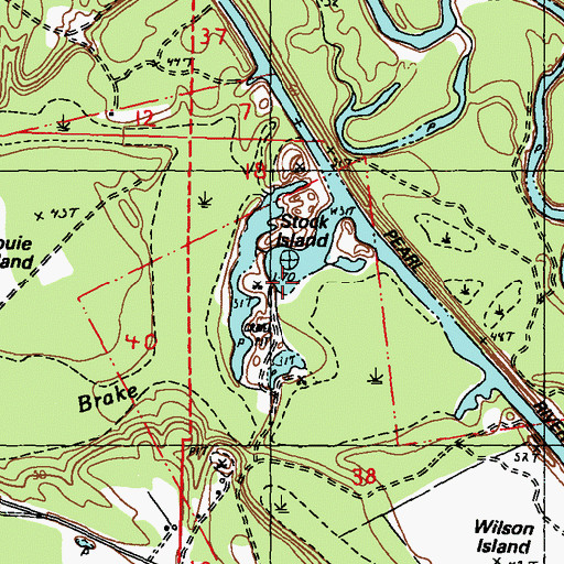 Topographic Map of Stock Island, LA
