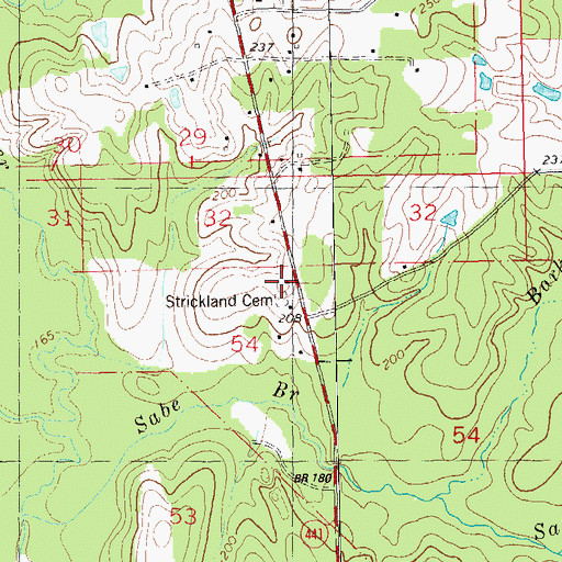 Topographic Map of Strickland Cemetery, LA