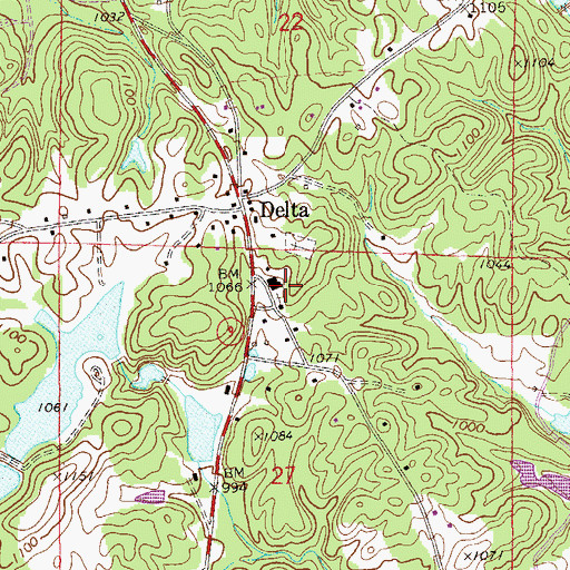 Topographic Map of Delta Junior High School (historical), AL