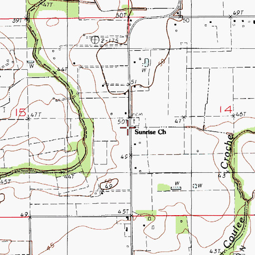 Topographic Map of Sunrise Church, LA