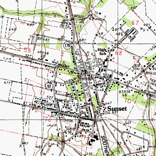 Topographic Map of Sunset, LA