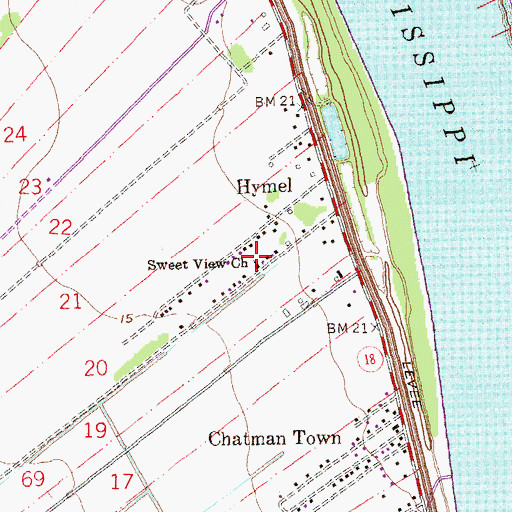 Topographic Map of Sweet View Church, LA