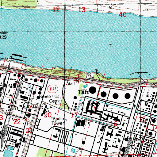 Topographic Map of Taft, LA