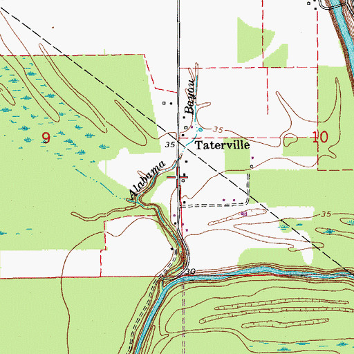 Topographic Map of Taterville, LA