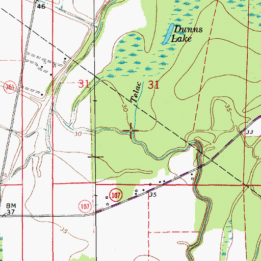 Topographic Map of Telac Bayou, LA