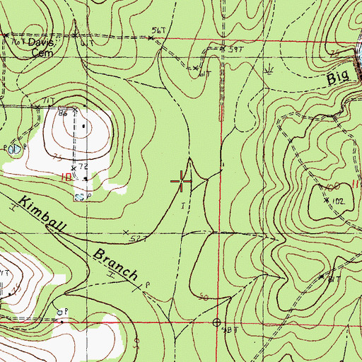 Topographic Map of Tenmile Branch, LA