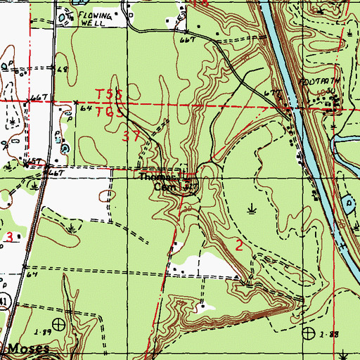Topographic Map of Thomas Cemetery, LA