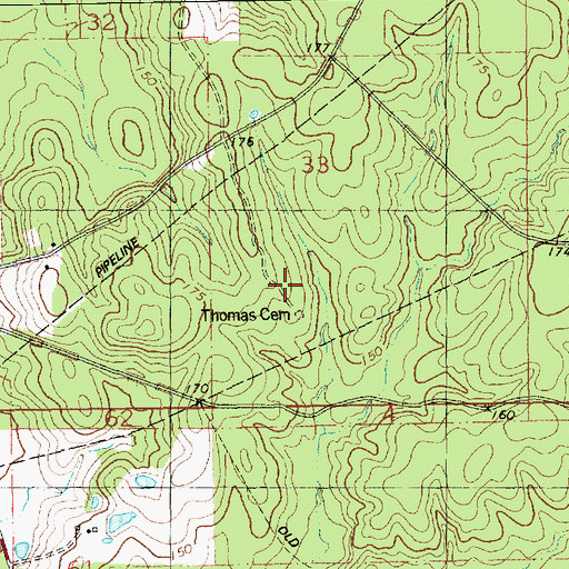 Topographic Map of Thomas Cemetery, LA