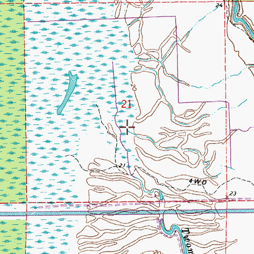 Topographic Map of Threemile Bayou, LA