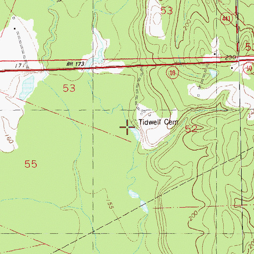Topographic Map of Tidwell Cemetery, LA