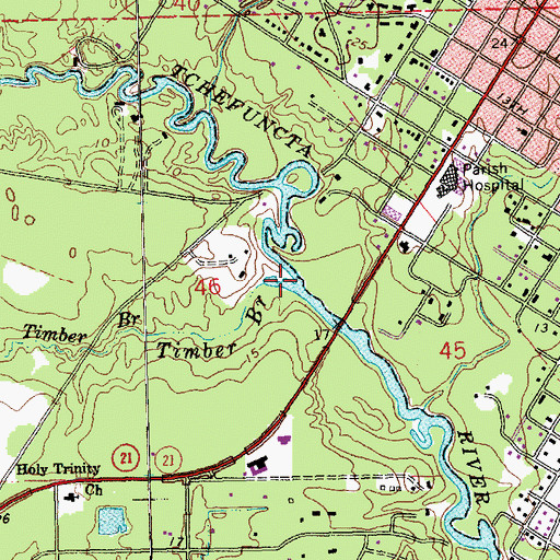 Topographic Map of Timber Branch, LA