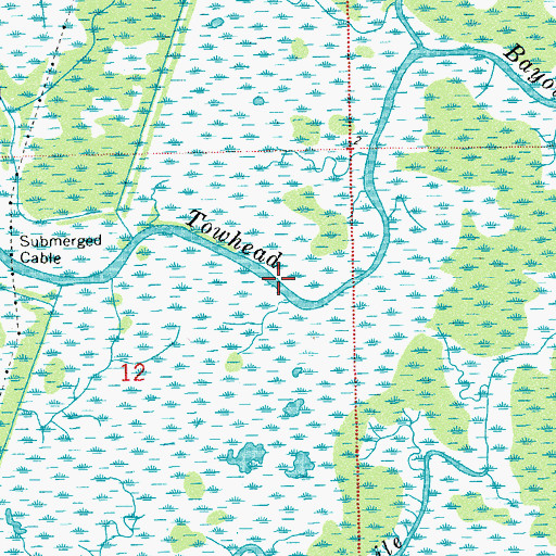 Topographic Map of Towhead Bayou, LA