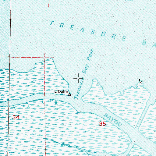 Topographic Map of Treasure Bay Pass, LA