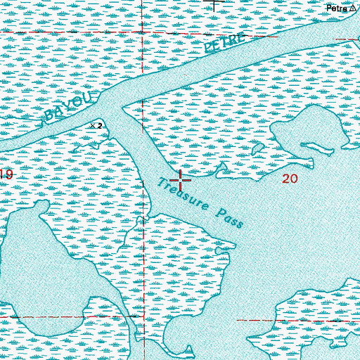 Topographic Map of Treasure Pass, LA