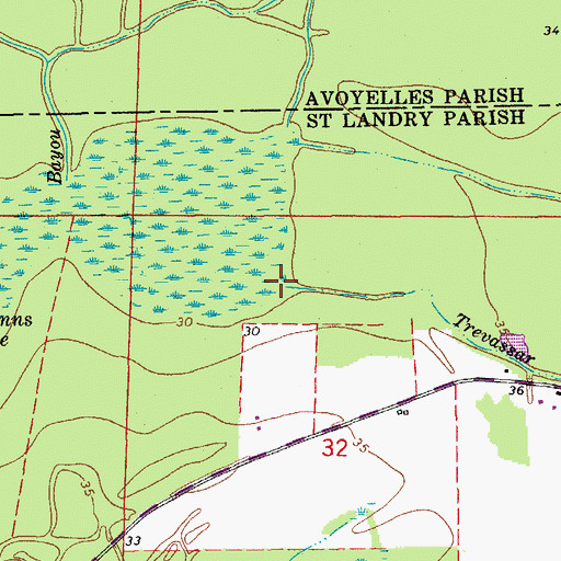 Topographic Map of Trevassar Bayou, LA
