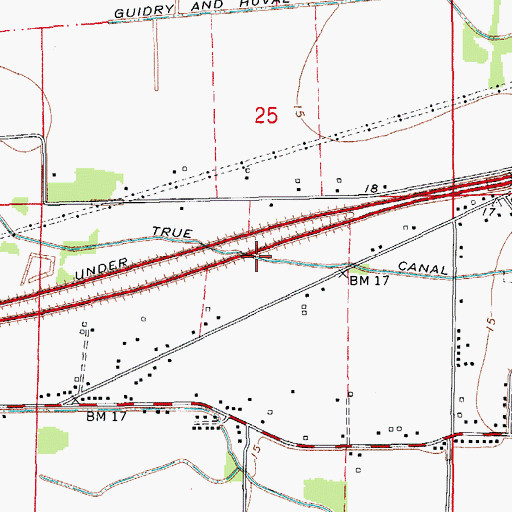 Topographic Map of True Canal, LA