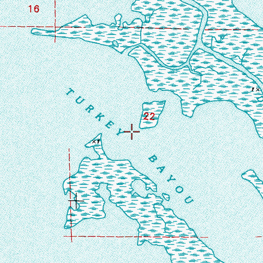 Topographic Map of Turkey Bayou, LA