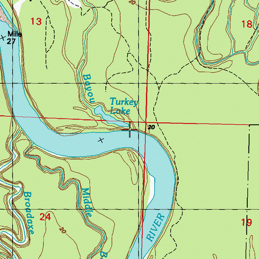 Topographic Map of Turkey Bayou, LA