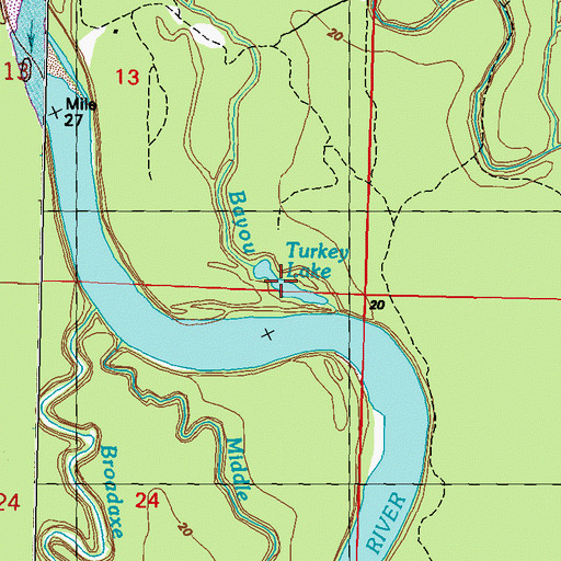 Topographic Map of Turkey Lake, LA