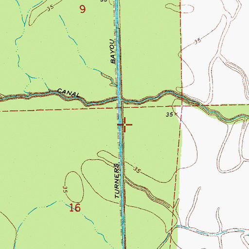 Topographic Map of Turners Bayou Canal, LA