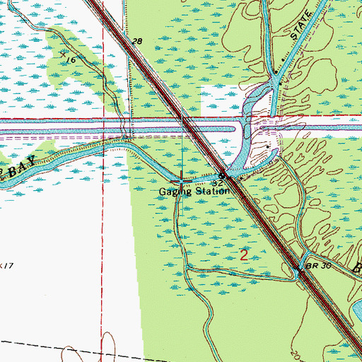 Topographic Map of Two O'clock Bayou, LA