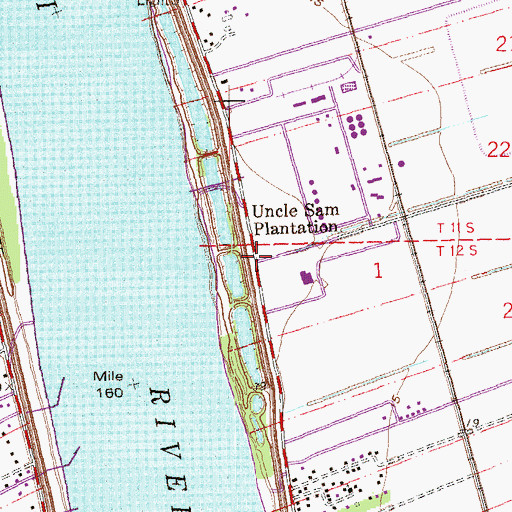 Topographic Map of Uncle Sam Plantation, LA