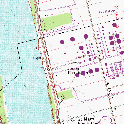 Topographic Map of Union Plantation, LA