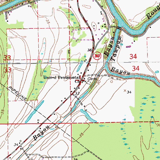 Topographic Map of United Pentecostal Church, LA