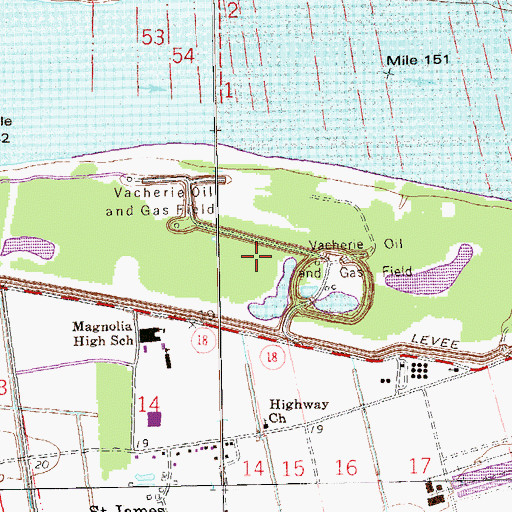 Topographic Map of Vacherie Oil and Gas Field, LA