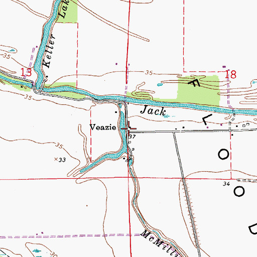 Topographic Map of Veazie, LA