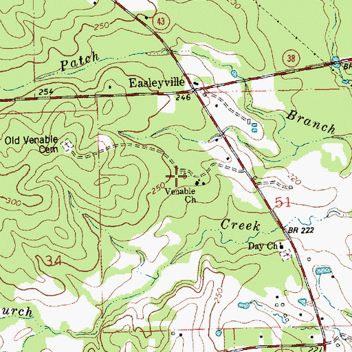 Topographic Map of Venable Church, LA