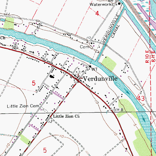 Topographic Map of Verdunville, LA