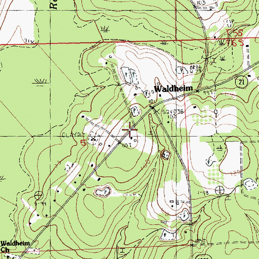 Topographic Map of Waldheim, LA
