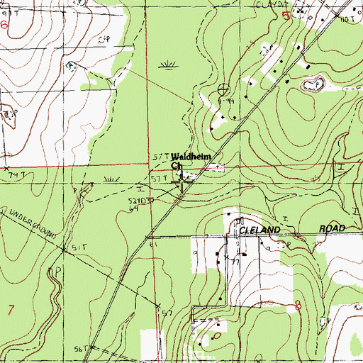 Topographic Map of Waldheim Methodist Church, LA