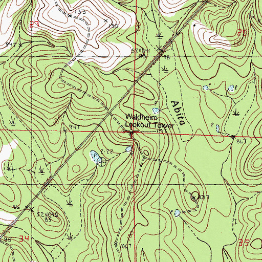 Topographic Map of Waldheim Lookout Tower, LA
