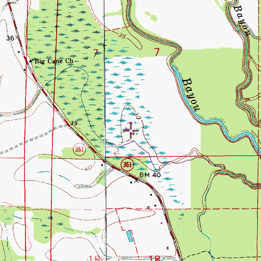 Topographic Map of Wards Lake, LA