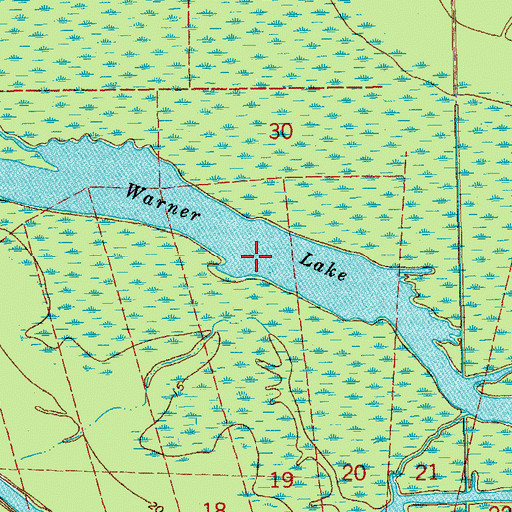 Topographic Map of Warner Lake, LA