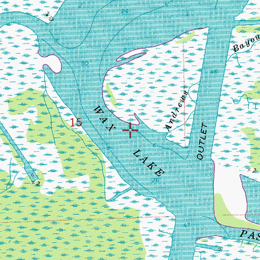 Topographic Map of Wax Lake Pass, LA