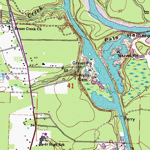 Topographic Map of Welch Cemetery, LA