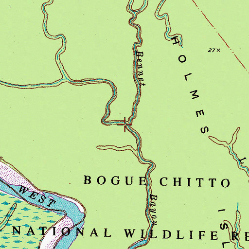 Topographic Map of West Bayou, LA