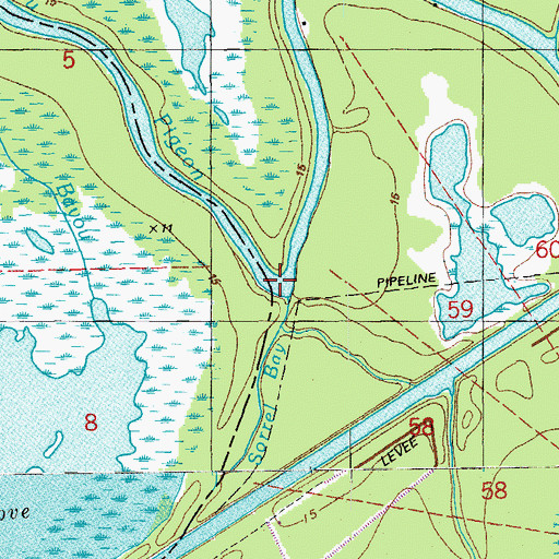 Topographic Map of West Fork Bayou Pigeon, LA