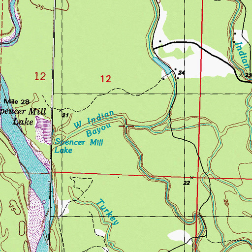 Topographic Map of West Indian Bayou, LA
