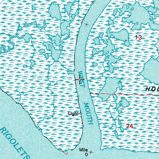 Topographic Map of West Mouth, LA