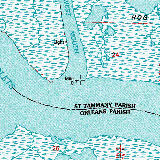 Topographic Map of West Pearl River, LA