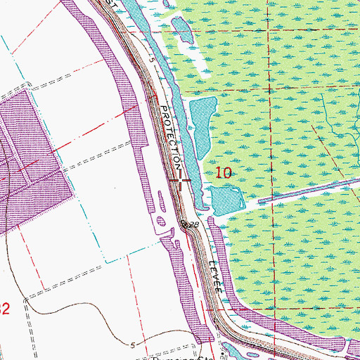 Topographic Map of West Protection Levee, LA