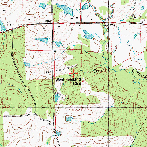 Topographic Map of Westmoreland Cemetery, LA