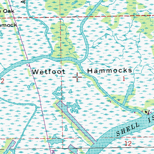 Topographic Map of Wetfoot Hammocks, LA